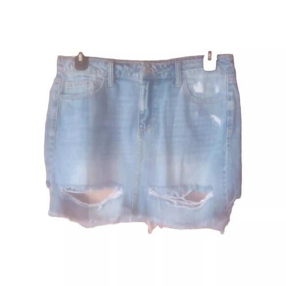 Cello  Distressed Blue Jean Skirt Size XL - Picture 3 of 6